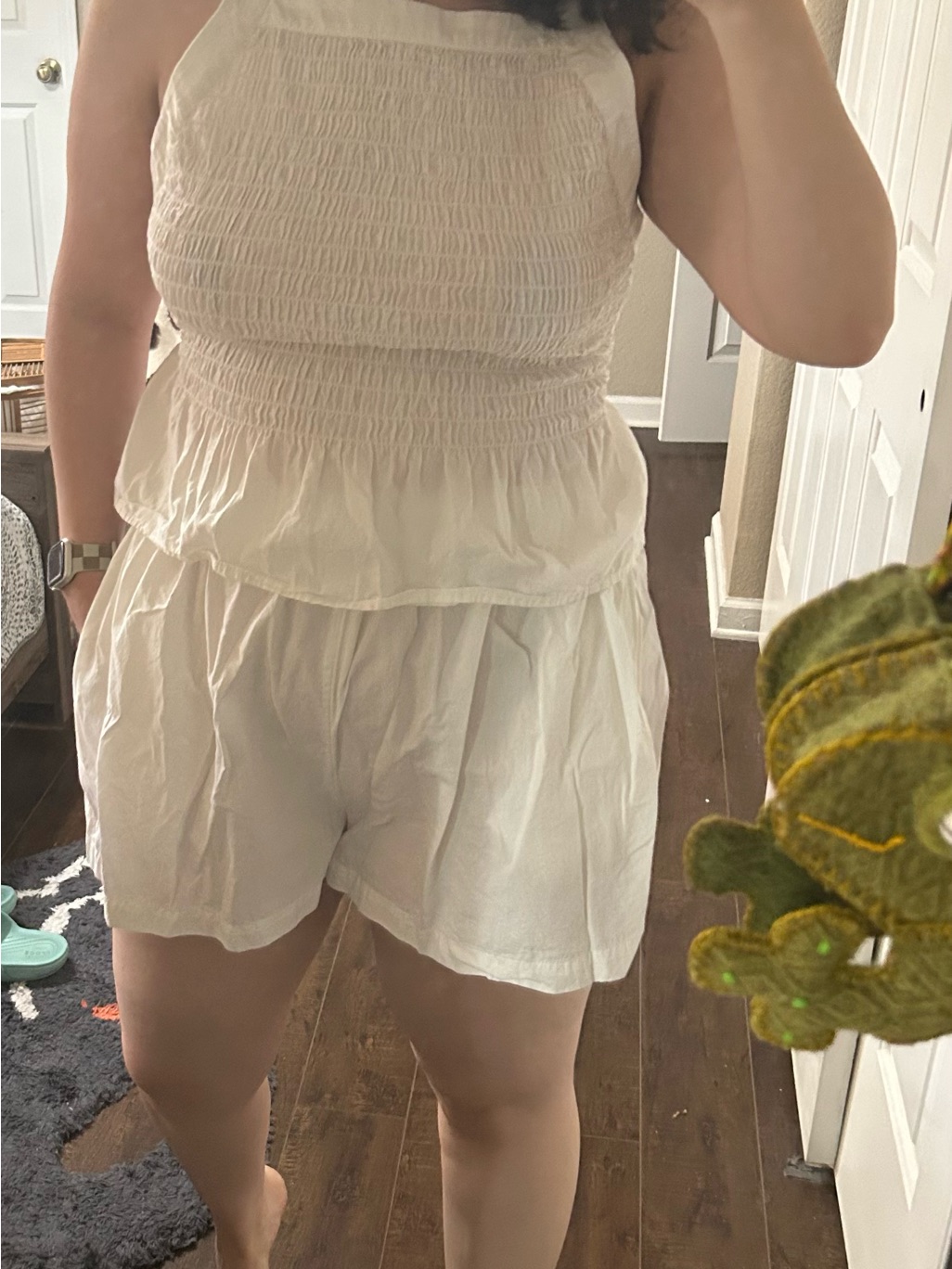 Free People Cream Elastic-Waist Bermuda Shorts And Top